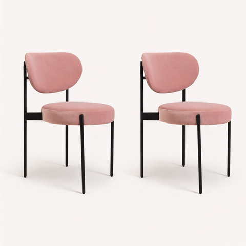 Set of 2 Pink Velvet Pandora Chairs