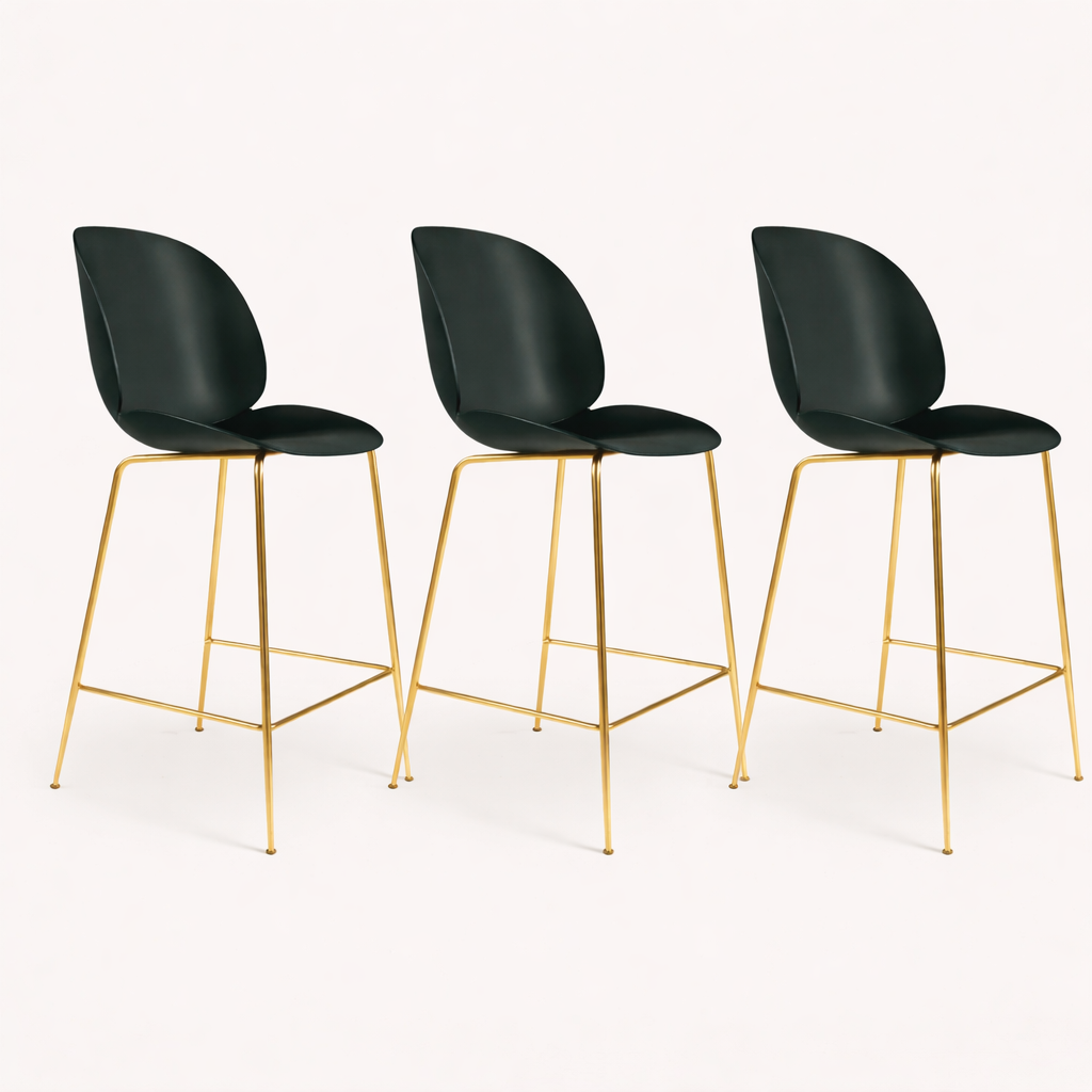 Set of 3 Dark Green Bella Plastic Barstools 75cm