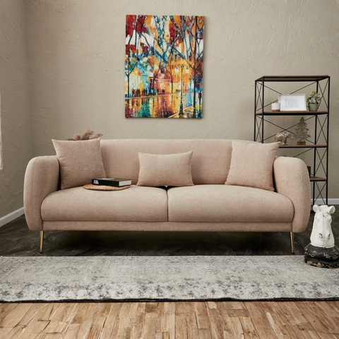 Simena - Beige 3-Seater Sofa Bed - | Large Pull-Out Couch for Guests
gold