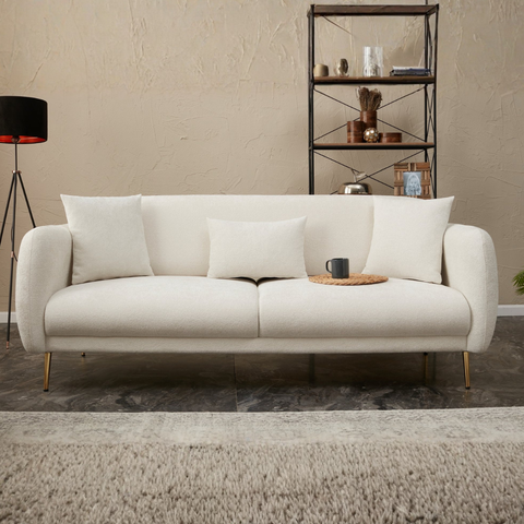 Simena - Cream 3-Seater Sofa Bed | Large Pull-Out Couch for Guests
gold