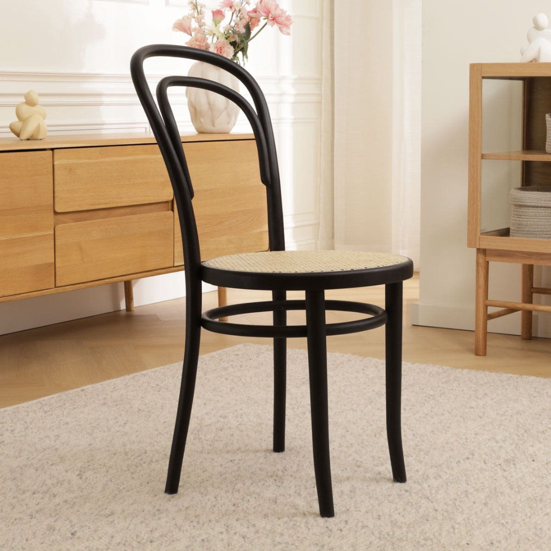 Chaise rétro Smith en bois et rotin