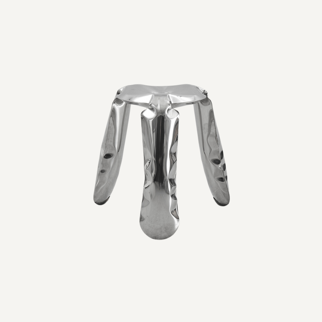Spidy bright stainless steel low stool