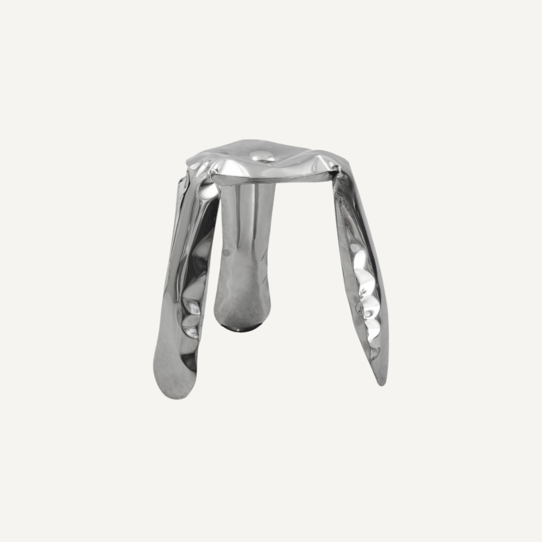 Spidy bright stainless steel low stool