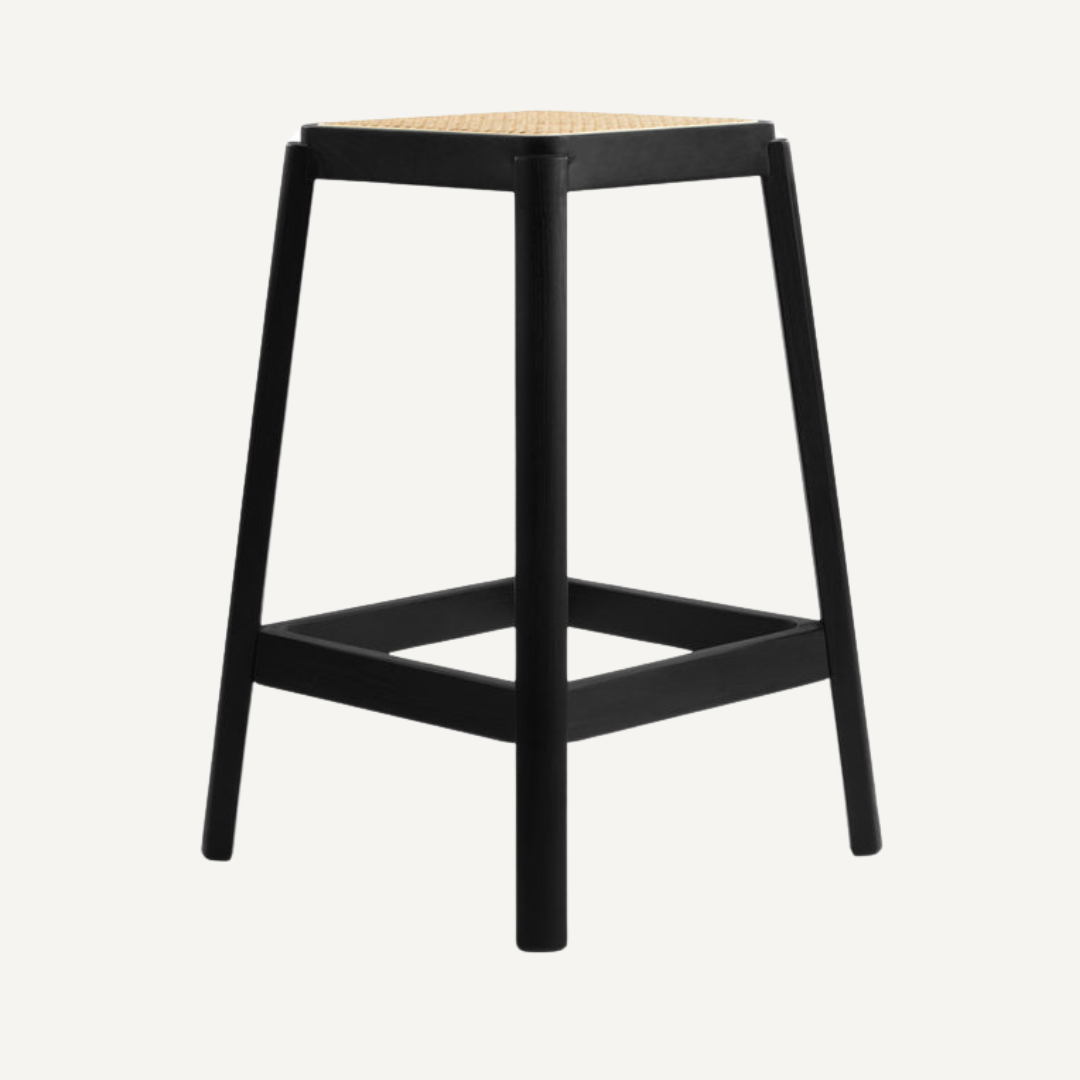Square rattan and Cane counter stool