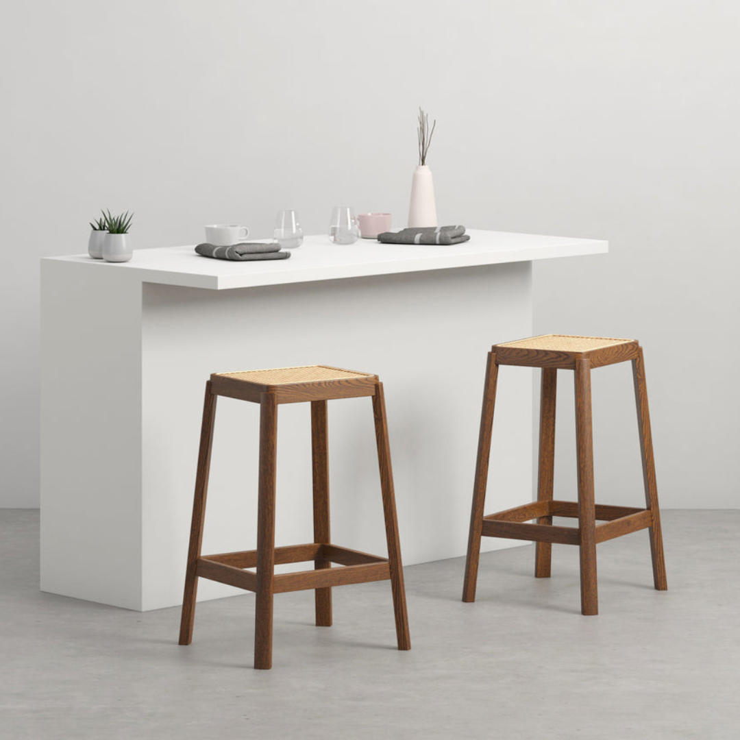 Square rattan and Cane counter stool