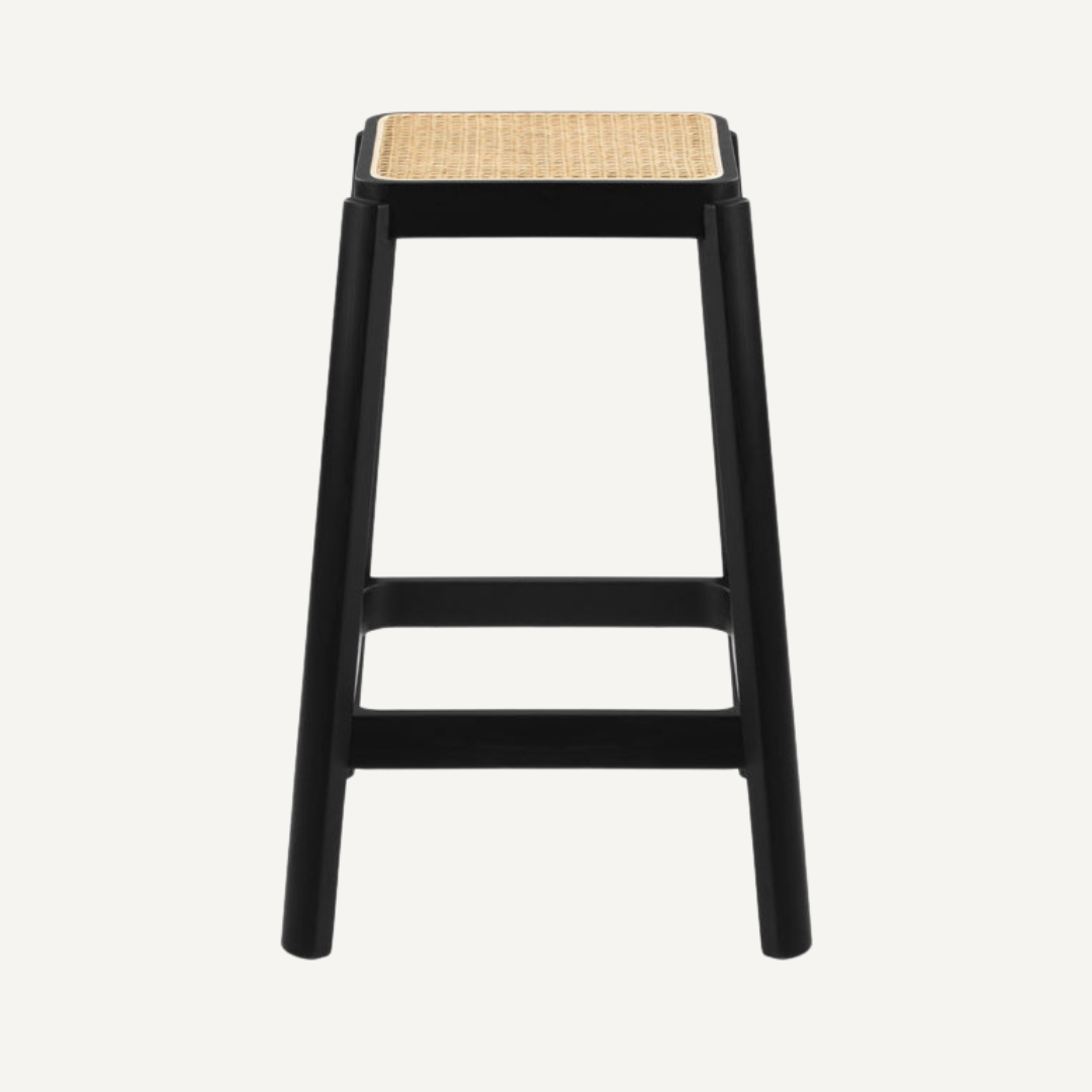 Square rattan and Cane counter stool