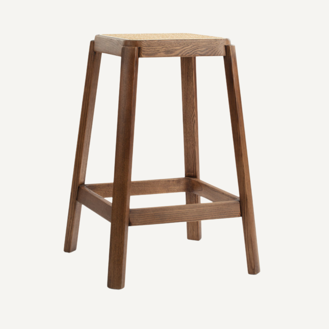 Square rattan and Cane counter stool