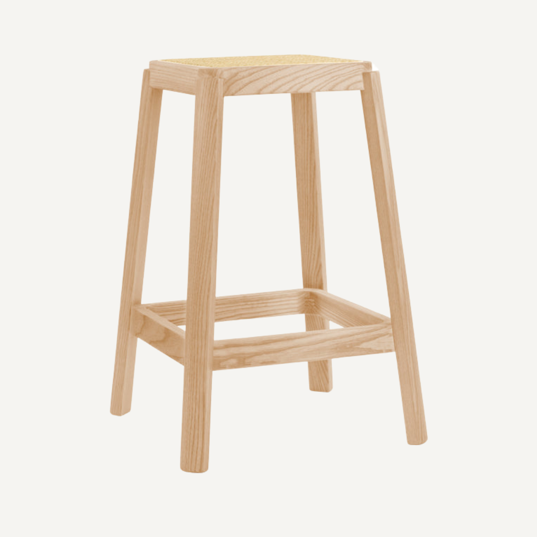 Square rattan and Cane counter stool