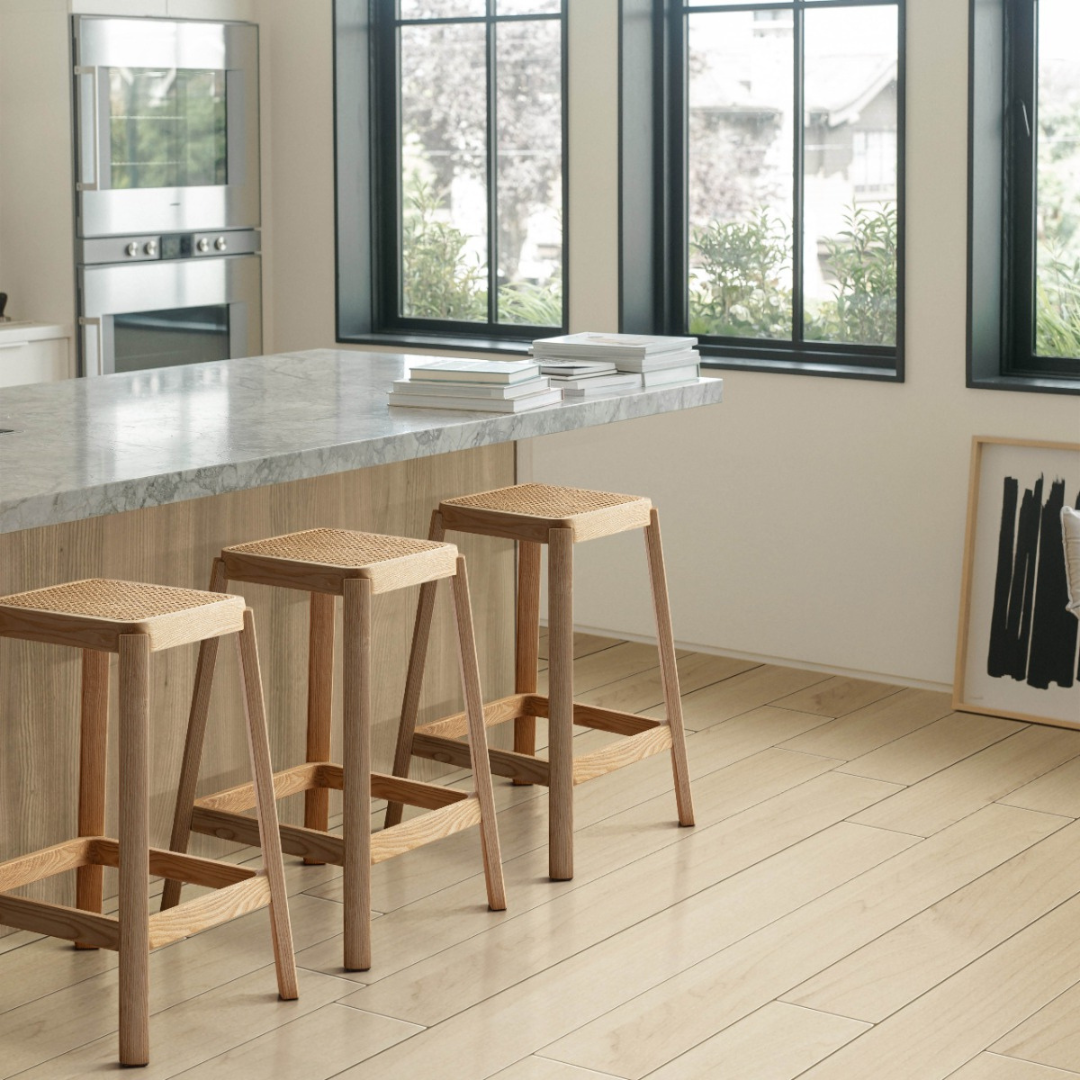 Square rattan and Cane counter stool