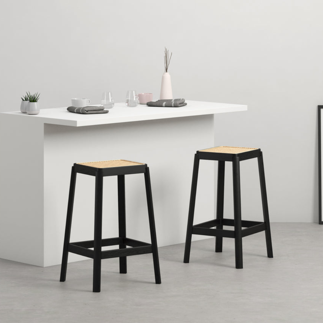 Square rattan and Cane counter stool