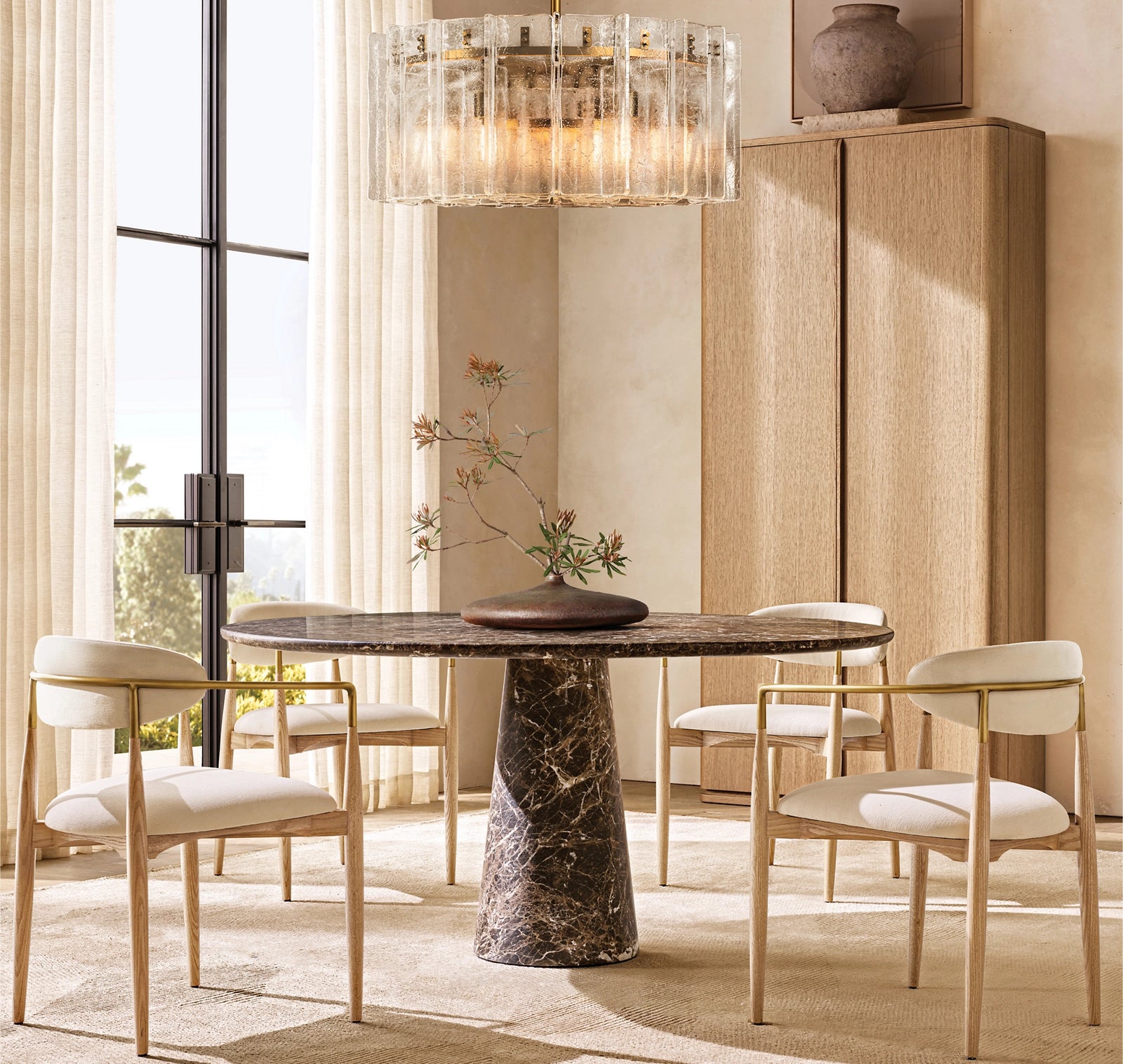 Round Travertine Table