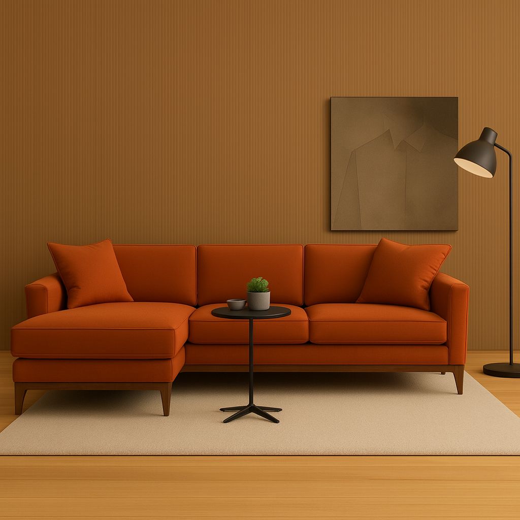 Petra – Orange L Shape Corner Sofa | Designer Sectional for Living Room