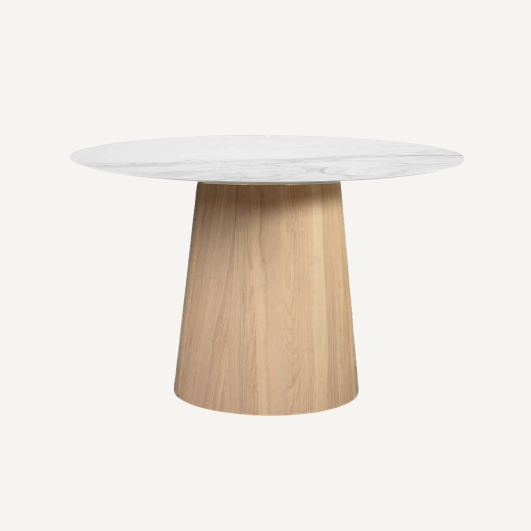 Wooden & Artificial Marble Round Table Massy