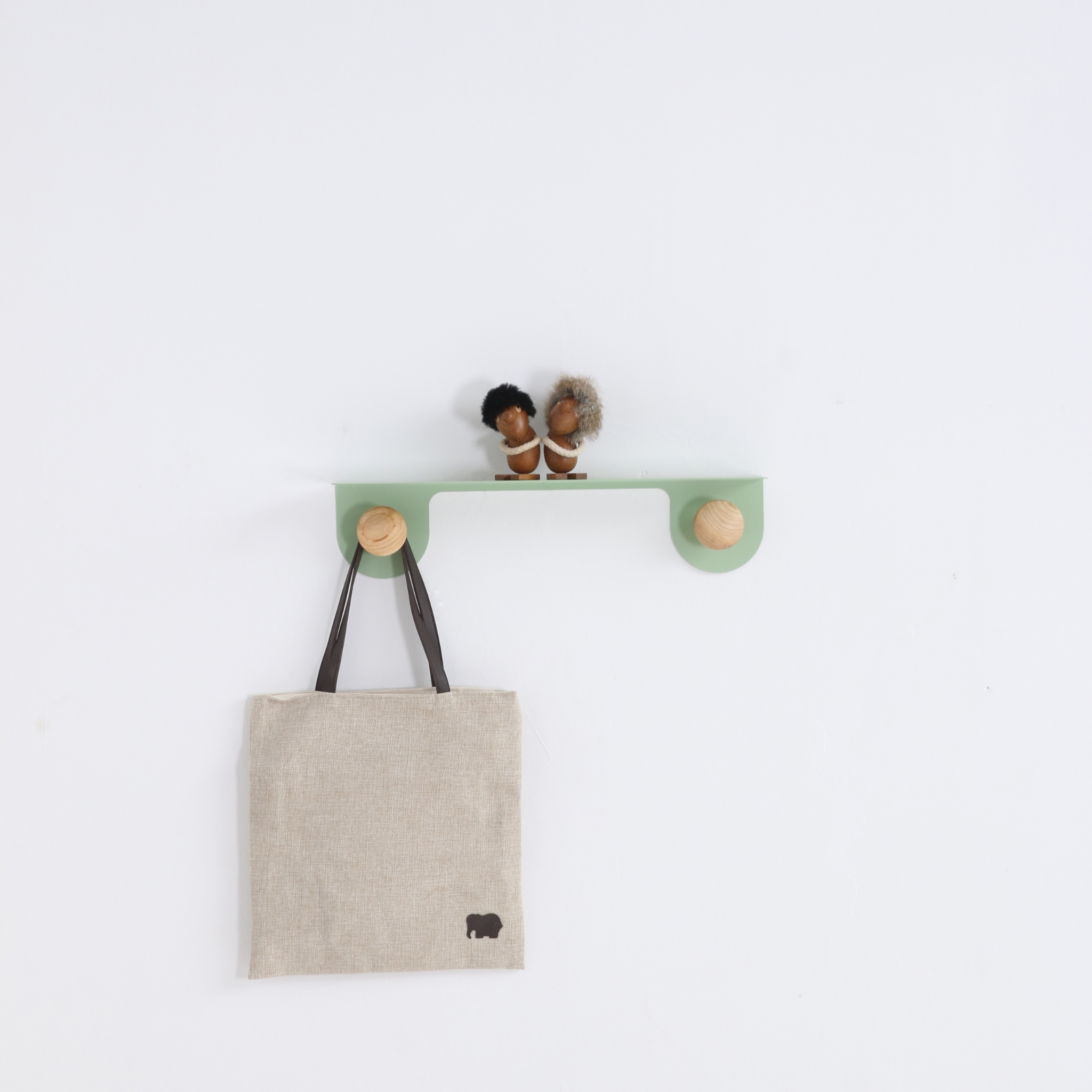 Wooden and Metal Wall Clothes Hanger