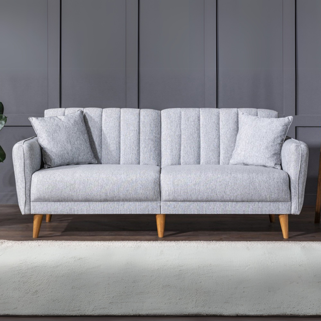 Aqua - Grey 3-Seater Sofa Bed | Large Pull-Out Couch for Guests