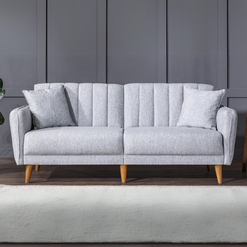 Aqua - Grey 3-Seater Sofa Bed | Large Pull-Out Couch for Guests