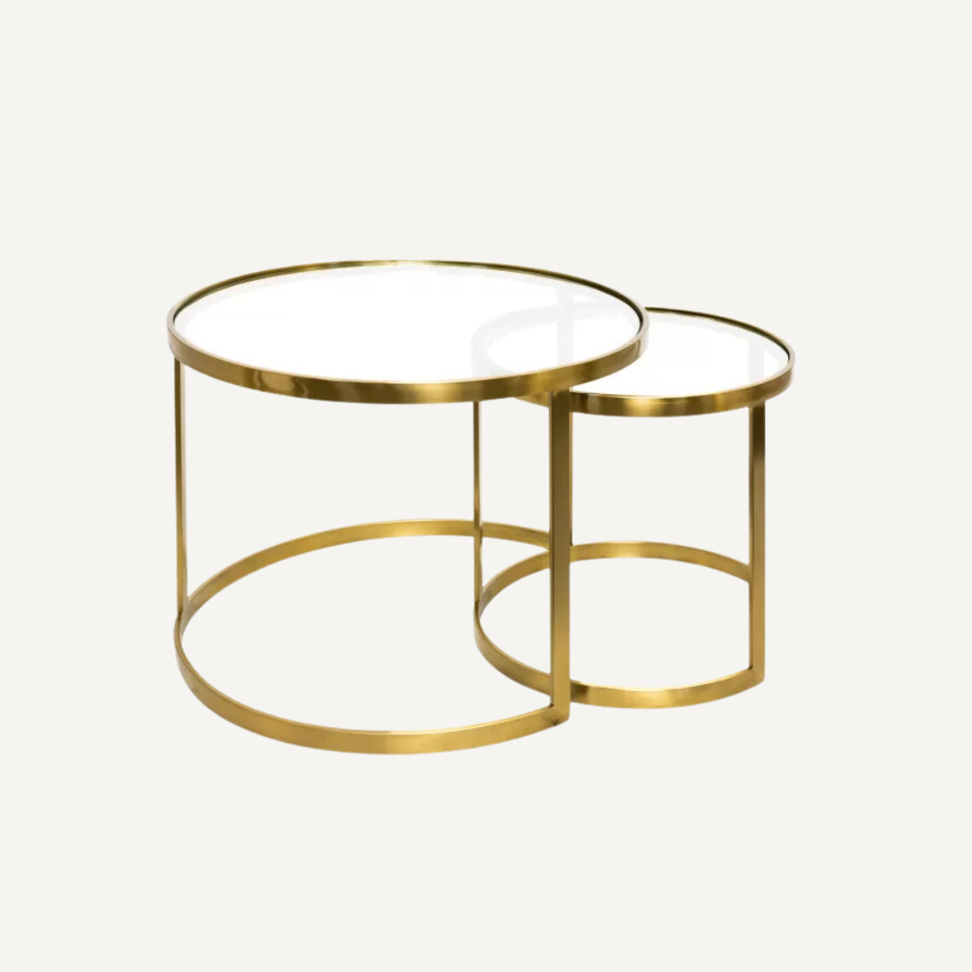 Set of two AULA Glass & Copper coffee tables