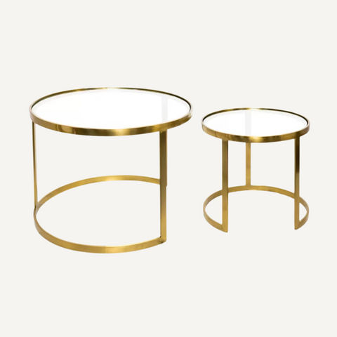 Set of two AULA Glass & Copper coffee tables