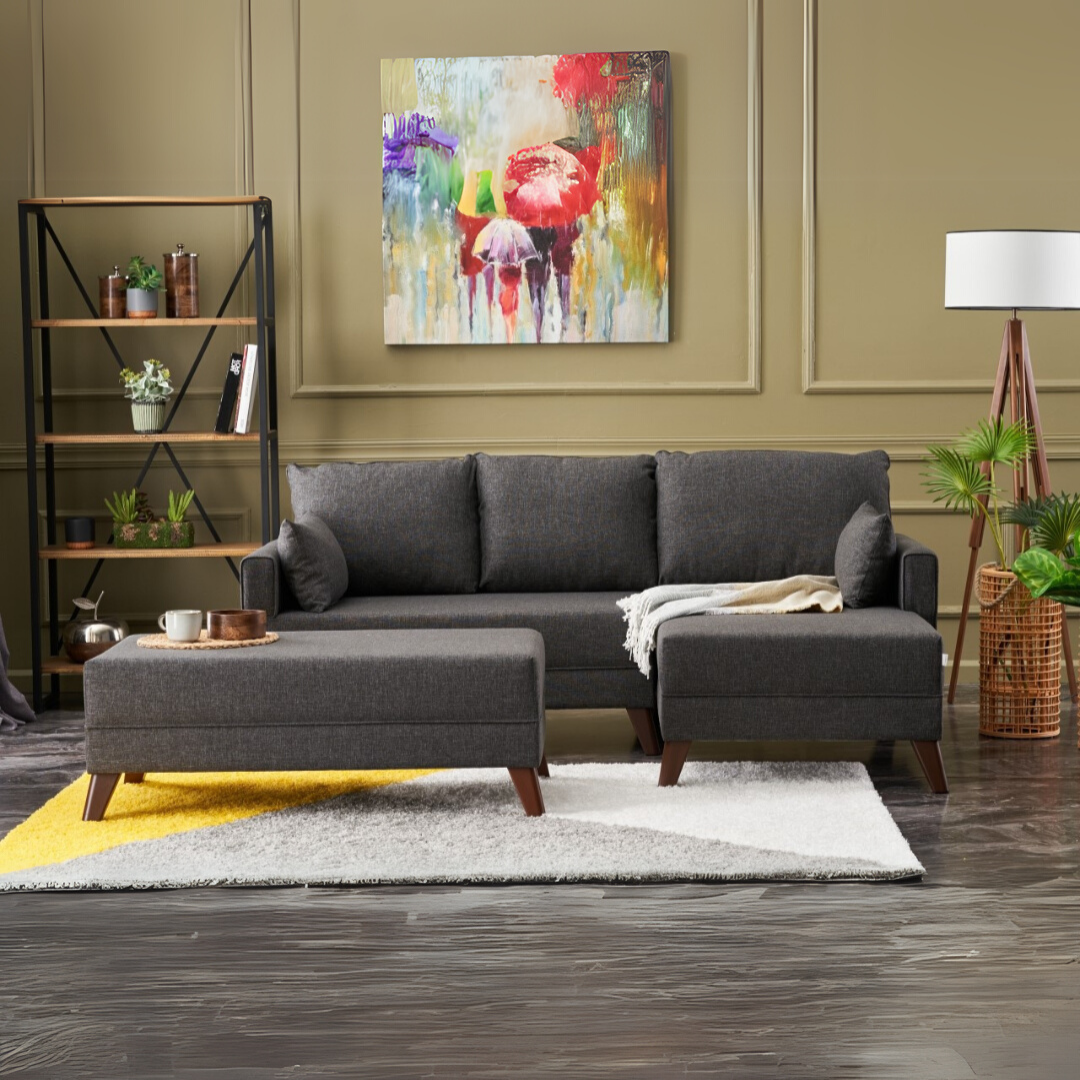 Bella  Anthracite 3-Seater Sofa Bed - | Large Pull-Out Couch for Guests