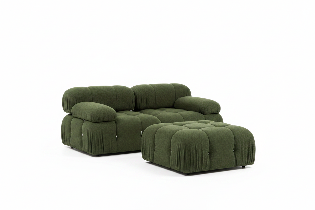 Bubble 2-Seater Green Curly Wool
