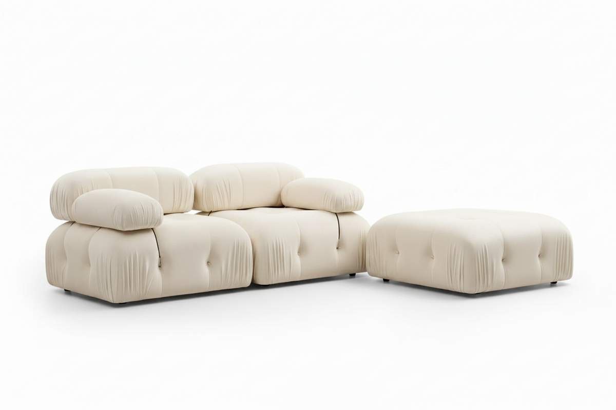 Bubble 2-Seater Sofa + Ottoman – Cream Fabric Camaleonda Sofa