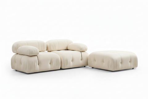 Bubble 2-Seater Sofa + Ottoman – Cream Fabric Camaleonda Sofa