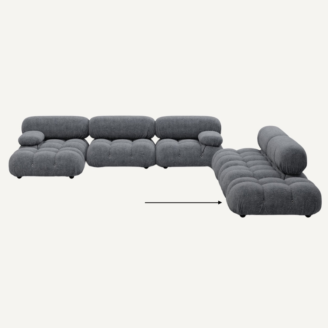 Camaleonda Footstool 95 x 95 cm - Grey Curly Wool - Outlet