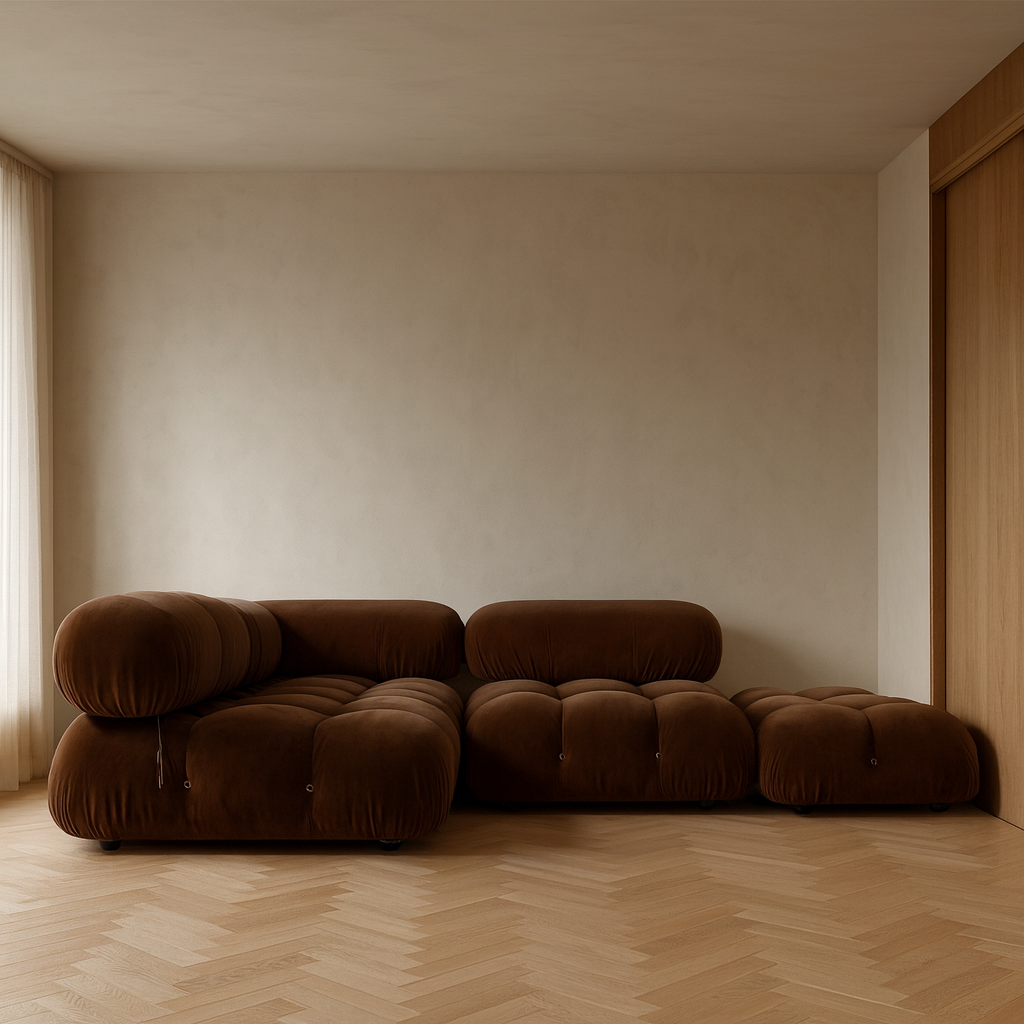 Large 3-seater modular corner sofa with footrest - Camelia