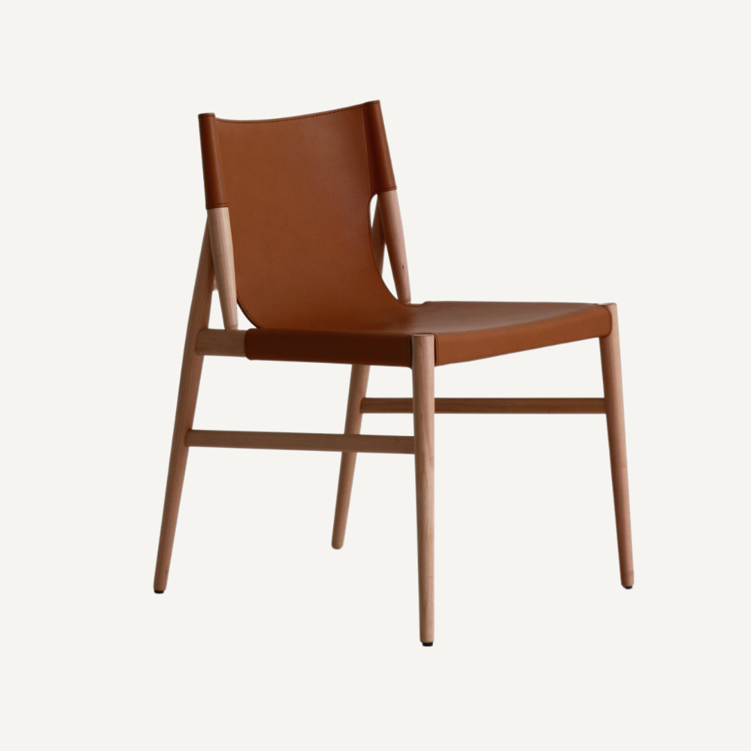Harmonia wood and leather chair