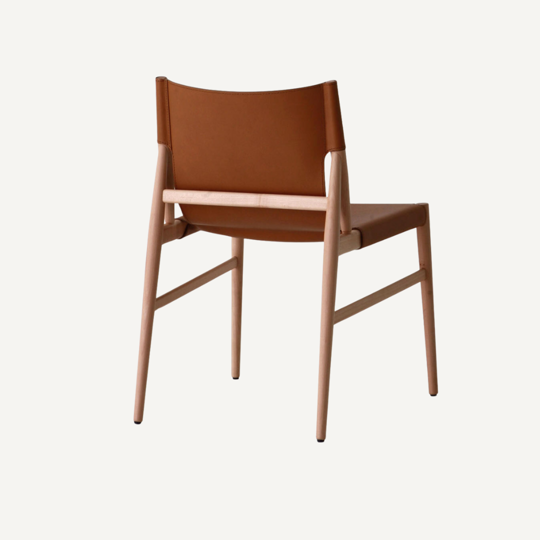 Harmonia wood and leather chair