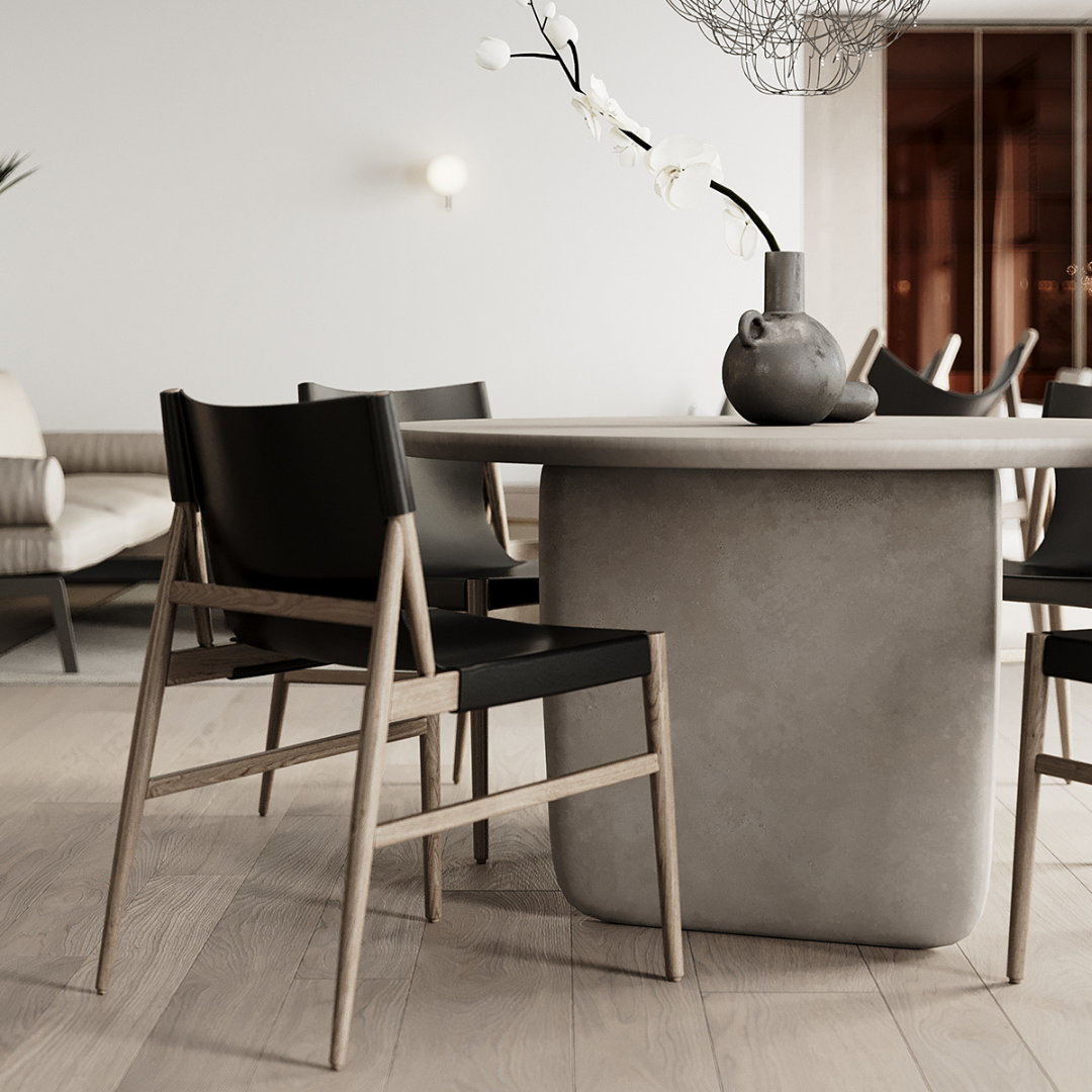 Harmonia wood and leather chair