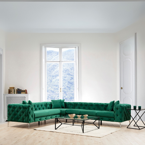 Como – Green L Shape Corner Sofa | Designer Sectional for Living Room