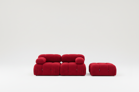 Bubble 2-Seater Sofa + Ottoman – Red Curly Wool Camaleonda Sofa