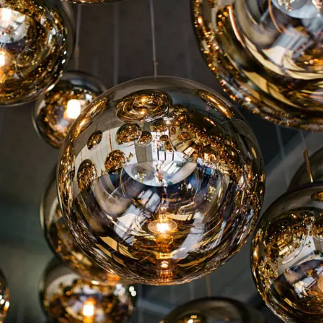 Mirror Ball Brass Light