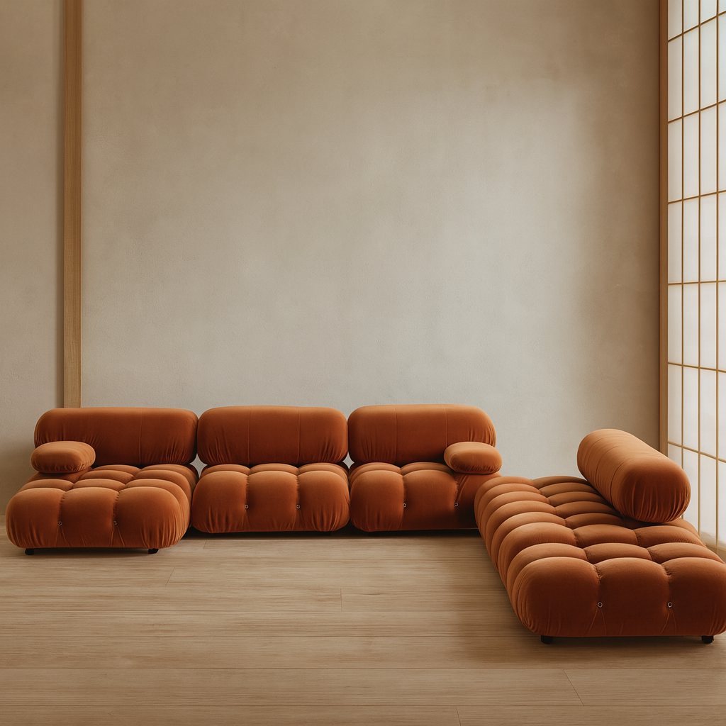 Large 5-seater modular corner sofa with footrest - Camelia