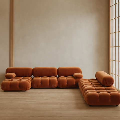 Large 5-seater modular corner sofa with footrest - Camelia