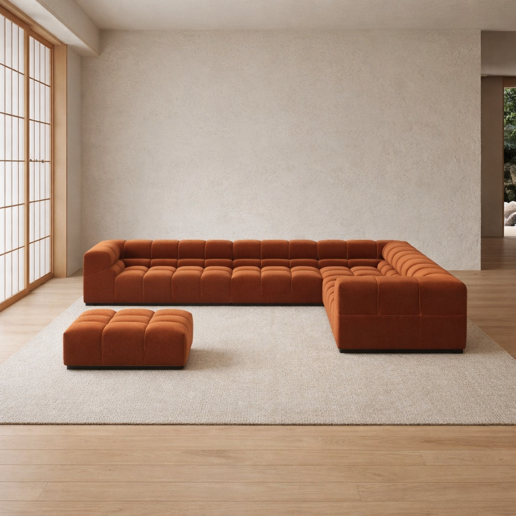 Large Panoramic Corner Modular Sofa with Footstool 388 cm x 320 cm – Tully