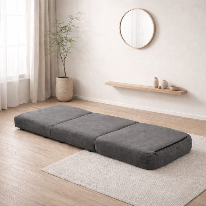 Taida 1 Seater Sofa Bed - Grey ffabric | Single Sofa Bed for Guests