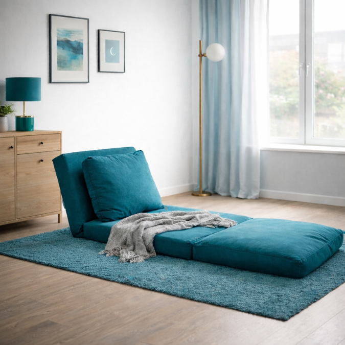 Taida 1 Seater Sofa Bed - Green Fabric| Single Sofa Bed for Guests