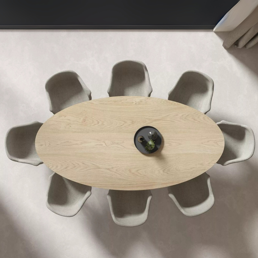 Oval wooden Tulip Table Saarinen