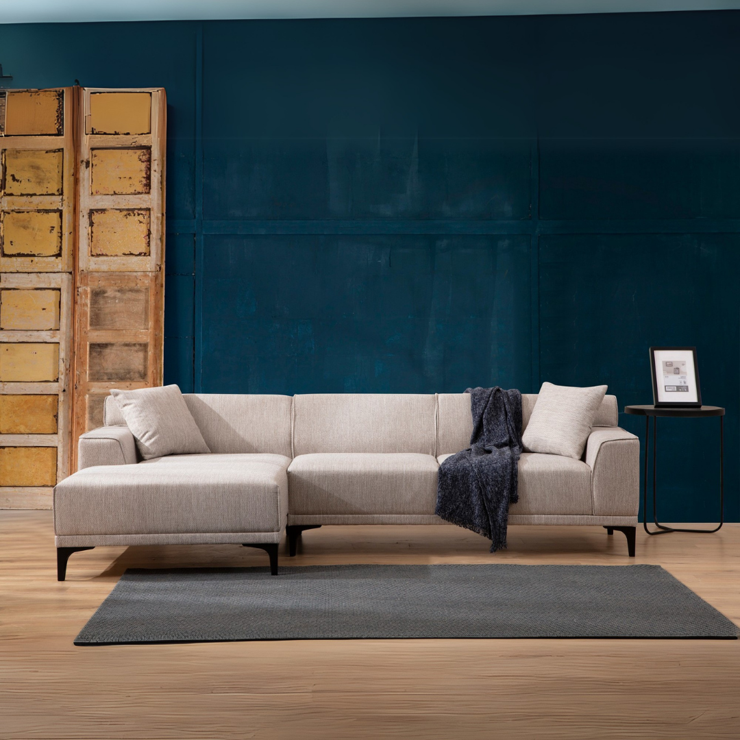 Petra – White L Shape Corner Sofa | Designer Sectional for Living Room