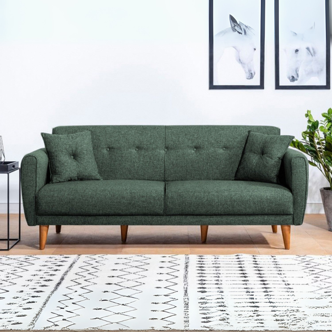 Aria - Green 3-Seater Sofa Bed | Large Pull-Out Couch for Guests