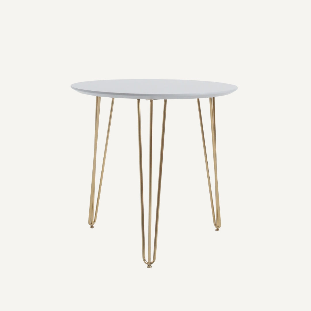 Queen Round Table 80 cm - White Top with Golden Legs - Outlet