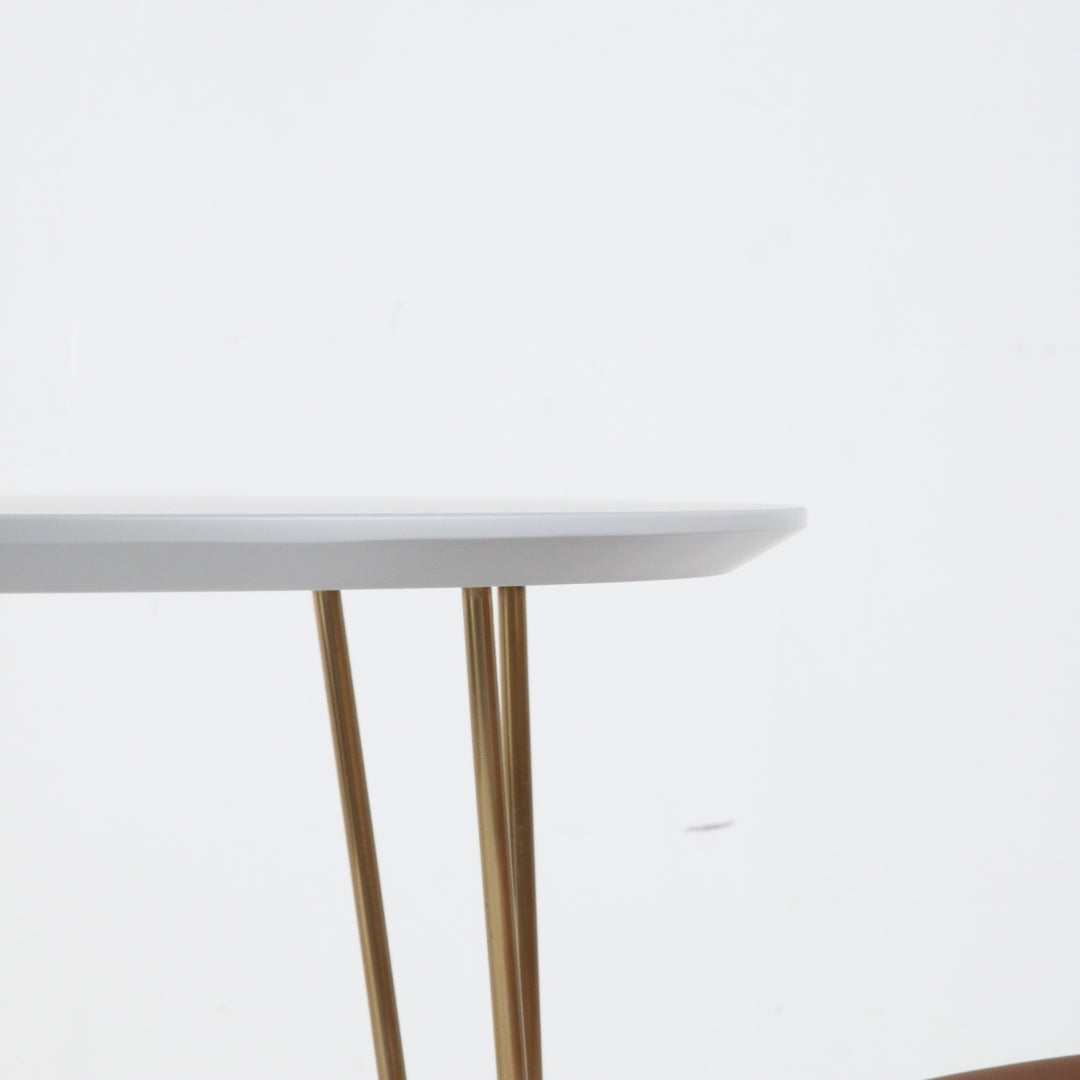 Queen Round Table 80 cm - White Top with Golden Legs - Outlet