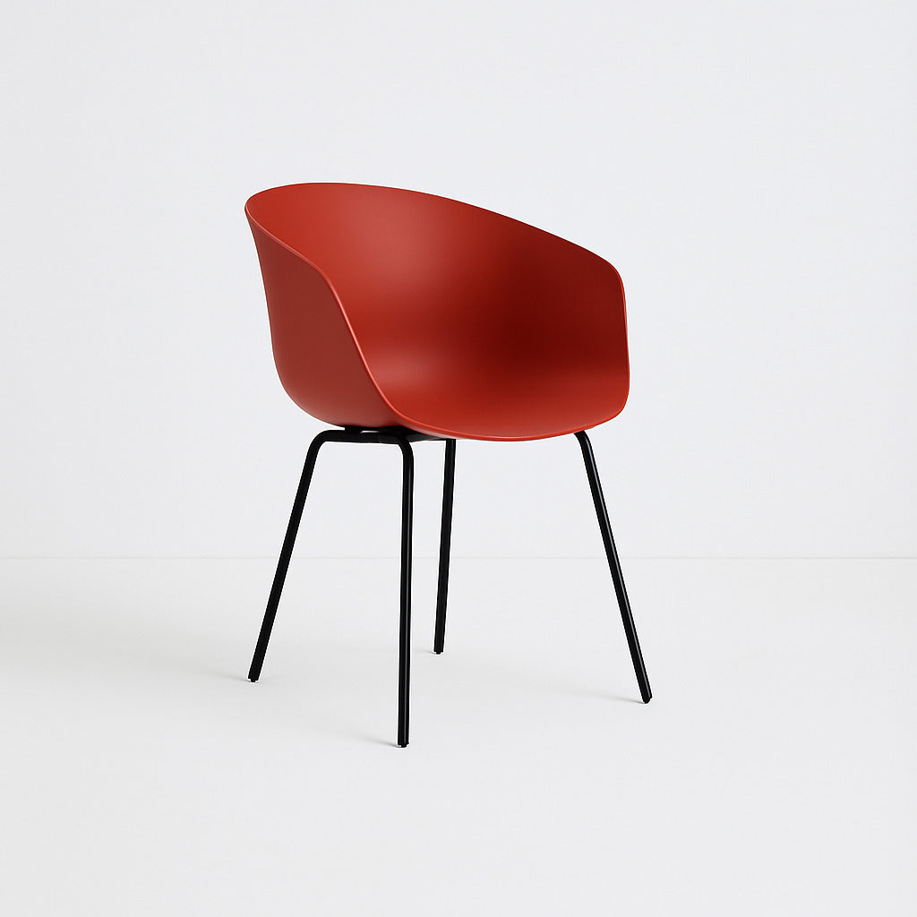 Set de 10 Eleganza Chairs - Black Geg, Red Plastic Seat - Outlet