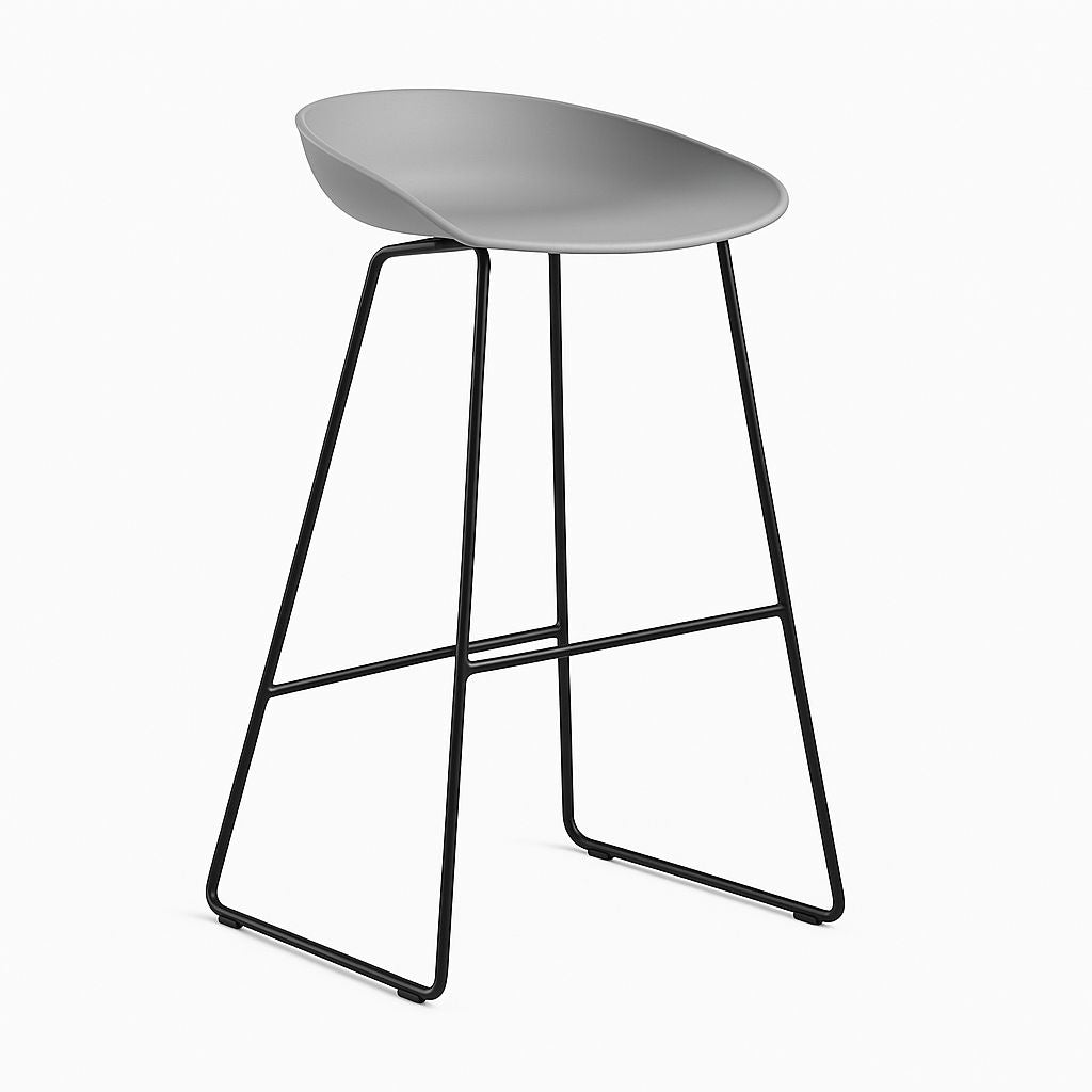 Set of 2 Hyge Black Metal Feet Bar Stools with Grey Plastic Seat - Outlet