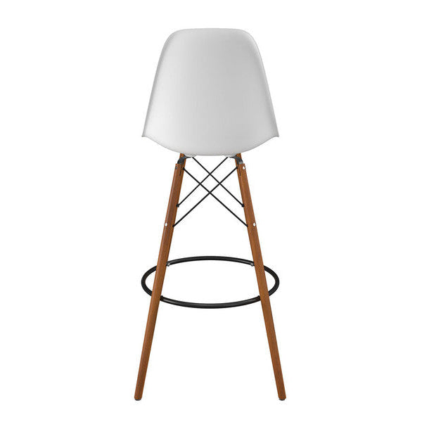 Set of 3 DSW Bar Stool Natural Wood Feet White Seat - Outlet