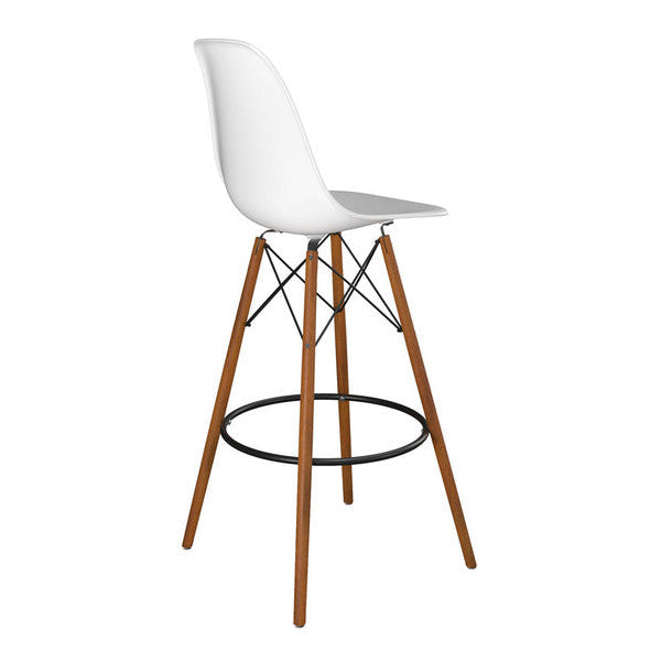 Set of 3 DSW Bar Stool Natural Wood Feet White Seat - Outlet