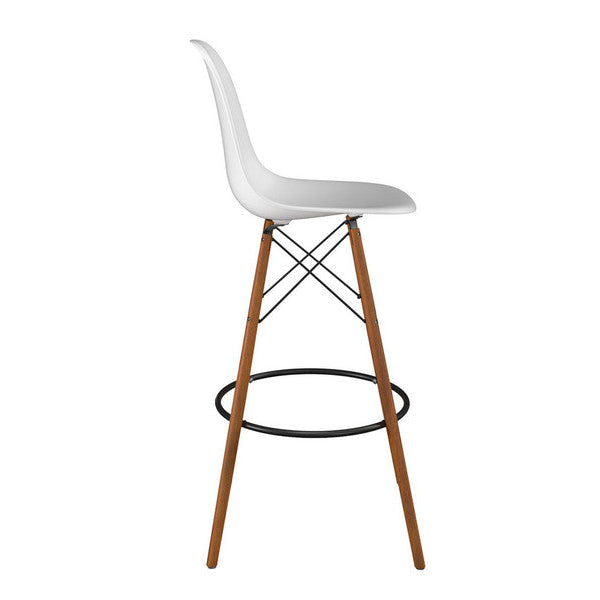 Set of 3 DSW Bar Stool Natural Wood Feet White Seat - Outlet