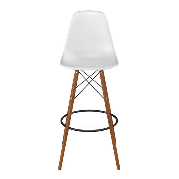 Set of 3 DSW Bar Stool Natural Wood Feet White Seat - Outlet